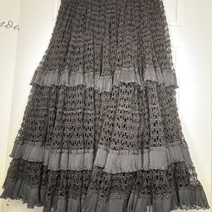 Dolce & Gabbana Charcoal Lace A-Line Skirt